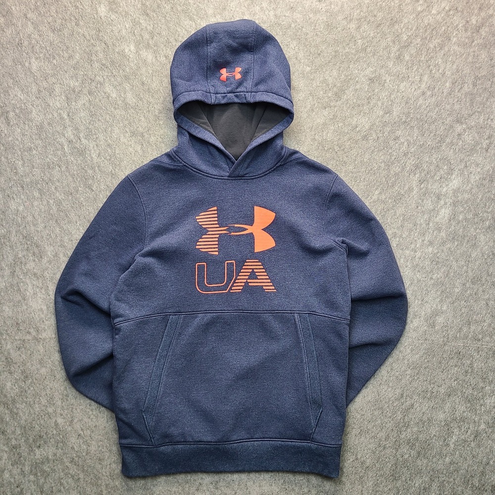 Under Armour Threadborne Hoodie Men's M‎ Blue Fitted Cold Gear Pullover